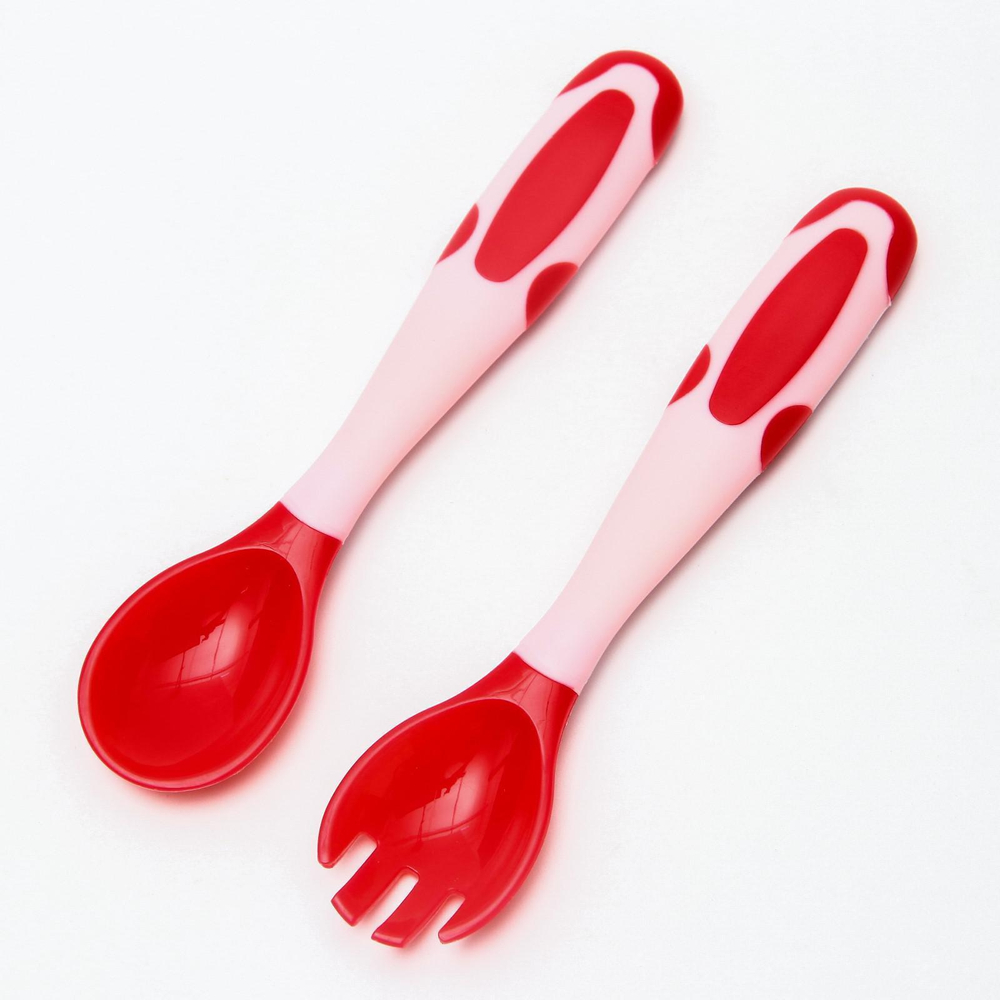 4800406 Набор приборов для кормления термовилка и термоложка, 2 шт, цвет красный/розовый