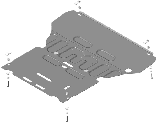 Защита стальная 2 мм двигателя и кпп для Audi A4; A5 2007-2015 гг. Motodor.70104