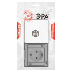 Блок розетка с выключателем ЭРА Эксперт 11-7501-01 IP55 16A 10AX-250В ОУ белый | Эра Эксперт