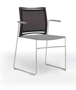 Web стул на полозьях с подлокотниками и спинкой-сеткой