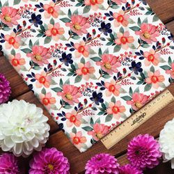 Ткань шифон розовые цветы с фиолетовым акцентом