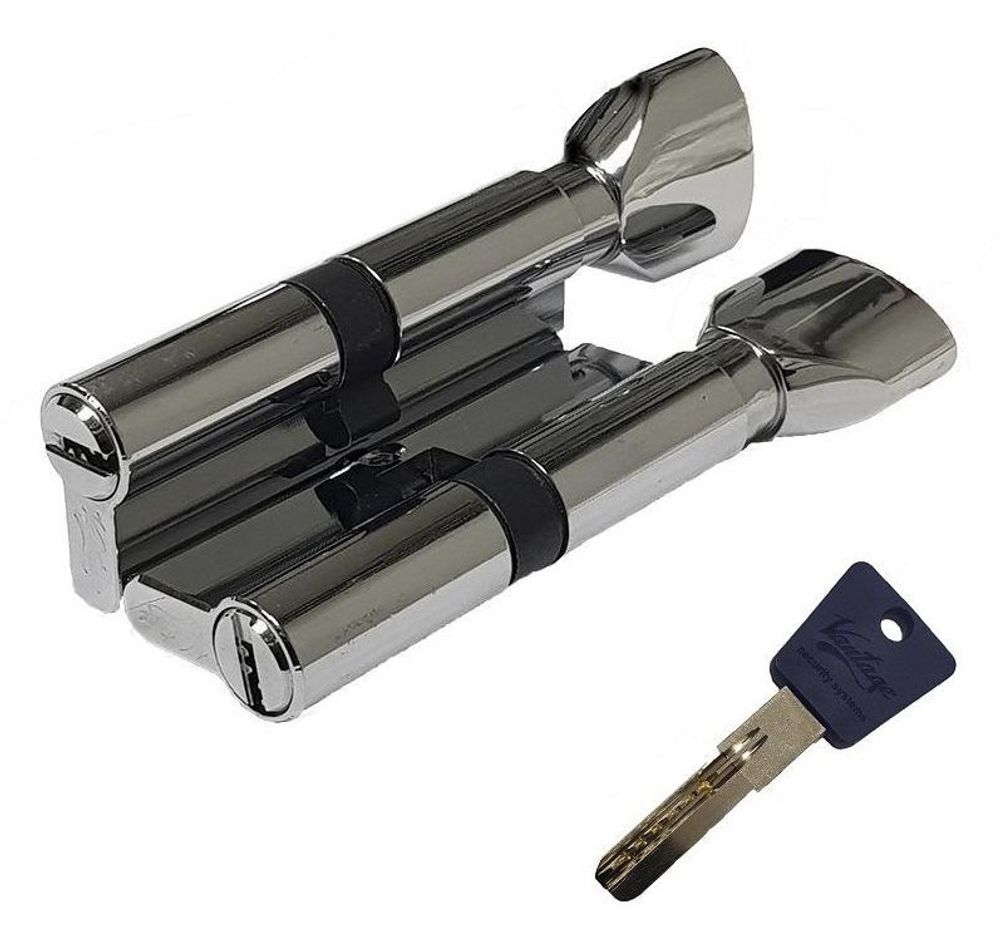 Механизм цилиндровый PC80 (45Cх35) CP 5 ключей ( хром)