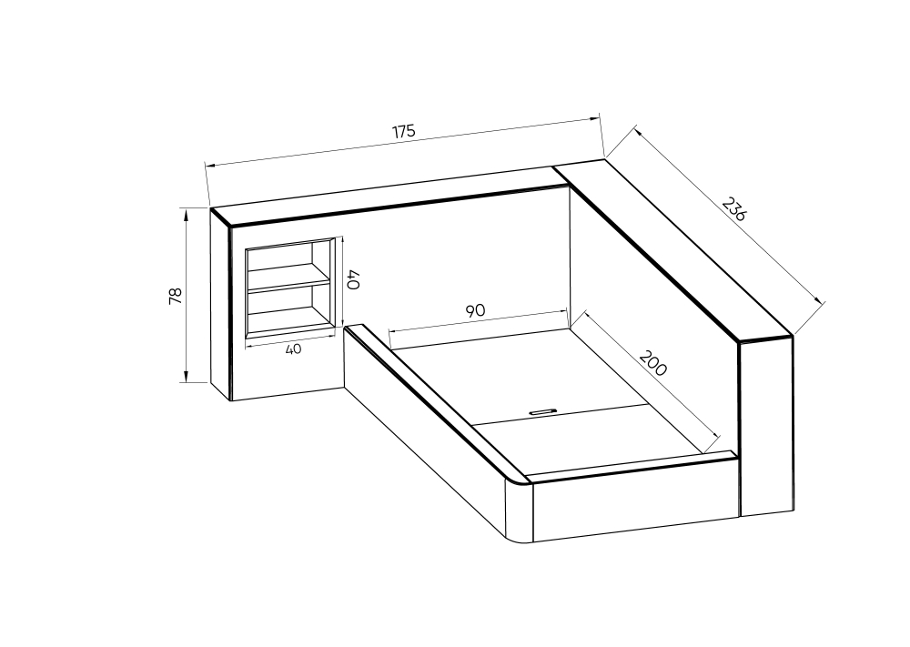 Диван-кровать Cube c нишей M (капучино, твид)