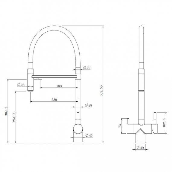 Смеситель ABBER Wasser Kreis AF81141G для кухни с подключением фильтра и выдвижной лейкой, золото матовое