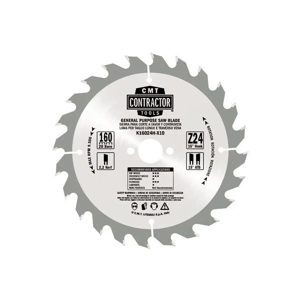 Диск пильный 216x2.4/1.6x30 Z24 ATB-5NEG CMT K21624M-X10