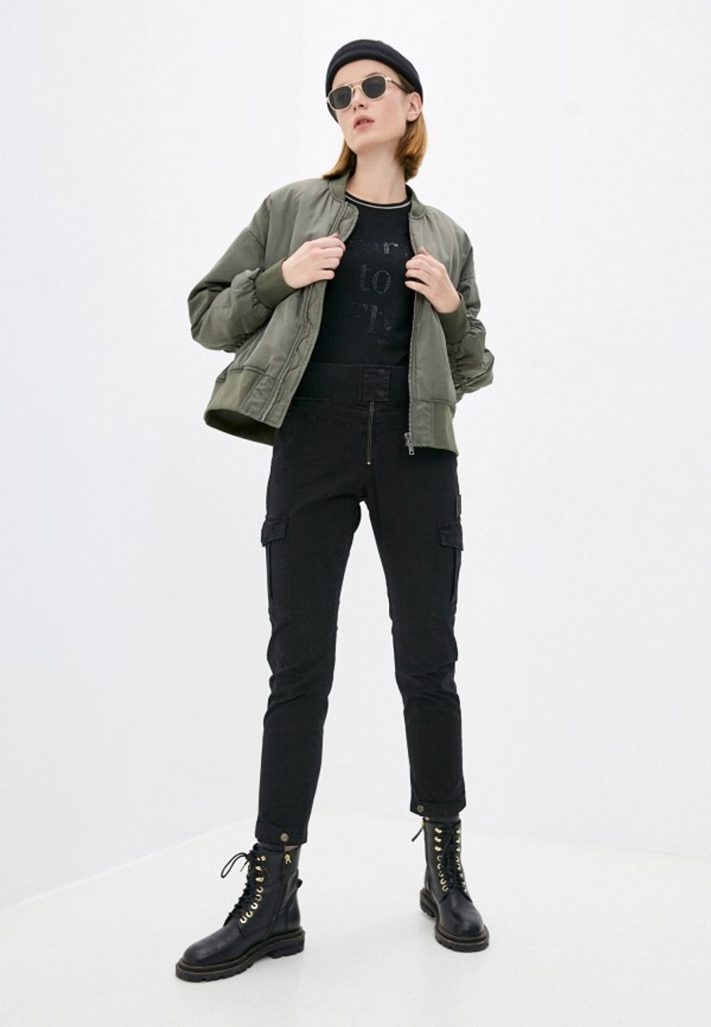 Футболка жен. AERONAUTICA 1918 черный Fly стразы