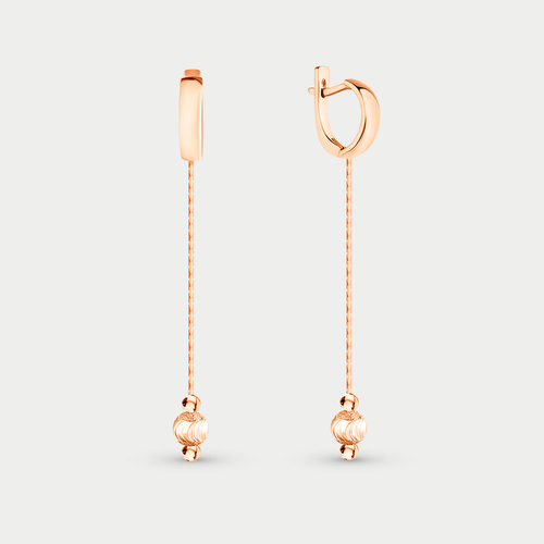 Длинные серьги для женщин без вставки из розового золота 585 пробы (арт. 03603)