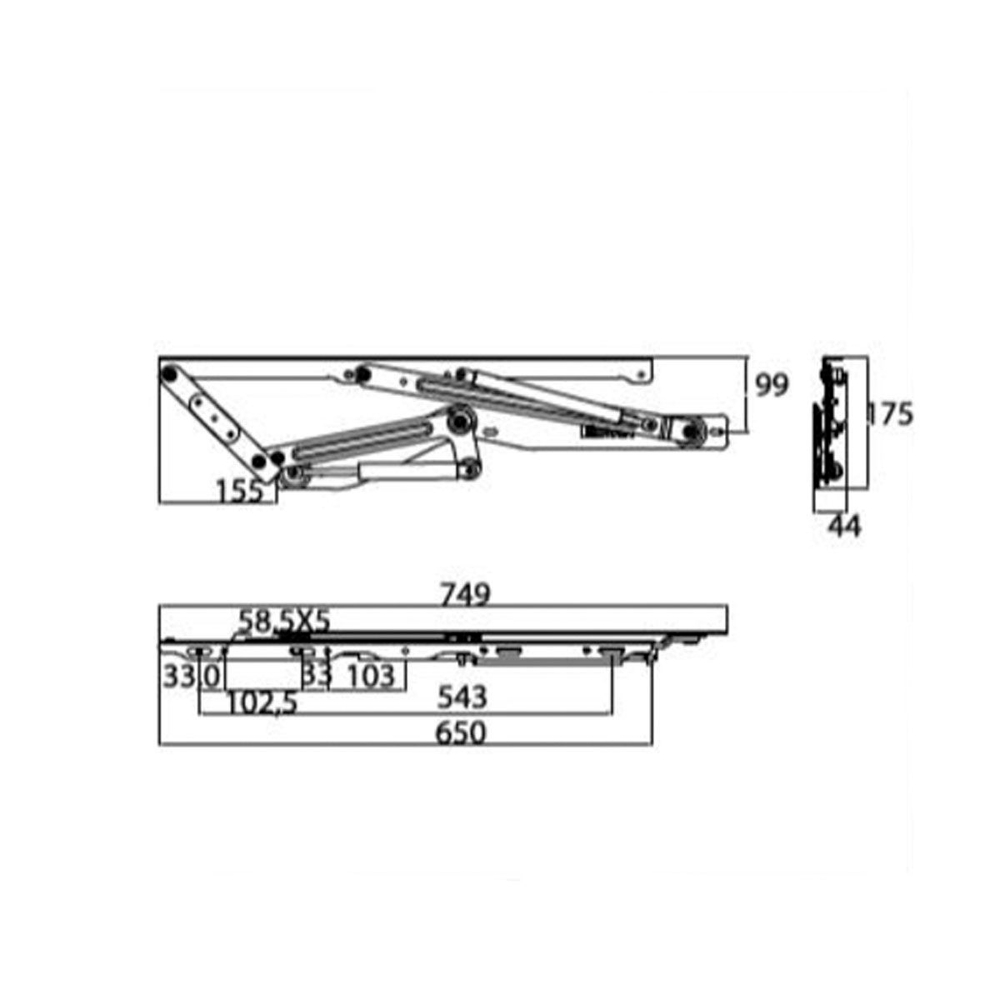Механизм 145 для ортопедического основания кровати 1600*2000 мм двухпозиционный с газлифтами