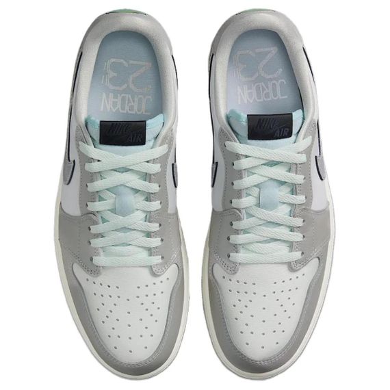 Jordan Air Jordan 1 Кроссовки для скейтбординга Низкие Белый цвет вершины/Фотонная пыль/Светло-зеленый/Парус/Черный Унисекс