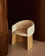Стул Bosca из бежевого шенилла и дубового шпона
