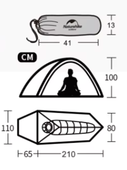 Палатка Naturehike Cloud Up Base 1-местная, алюминиевый каркас, оранжевая, CNK2450WS032-1WBOR