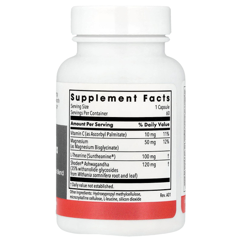 Metabolic Maintenance, ашваганда плюс, смесь с L-теанином и магнием, 60 вегетарианских капсул