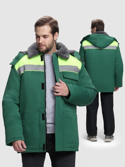 Куртка зимняя Бригада NEW (тк.Смесовая,210), зеленый/лимонный