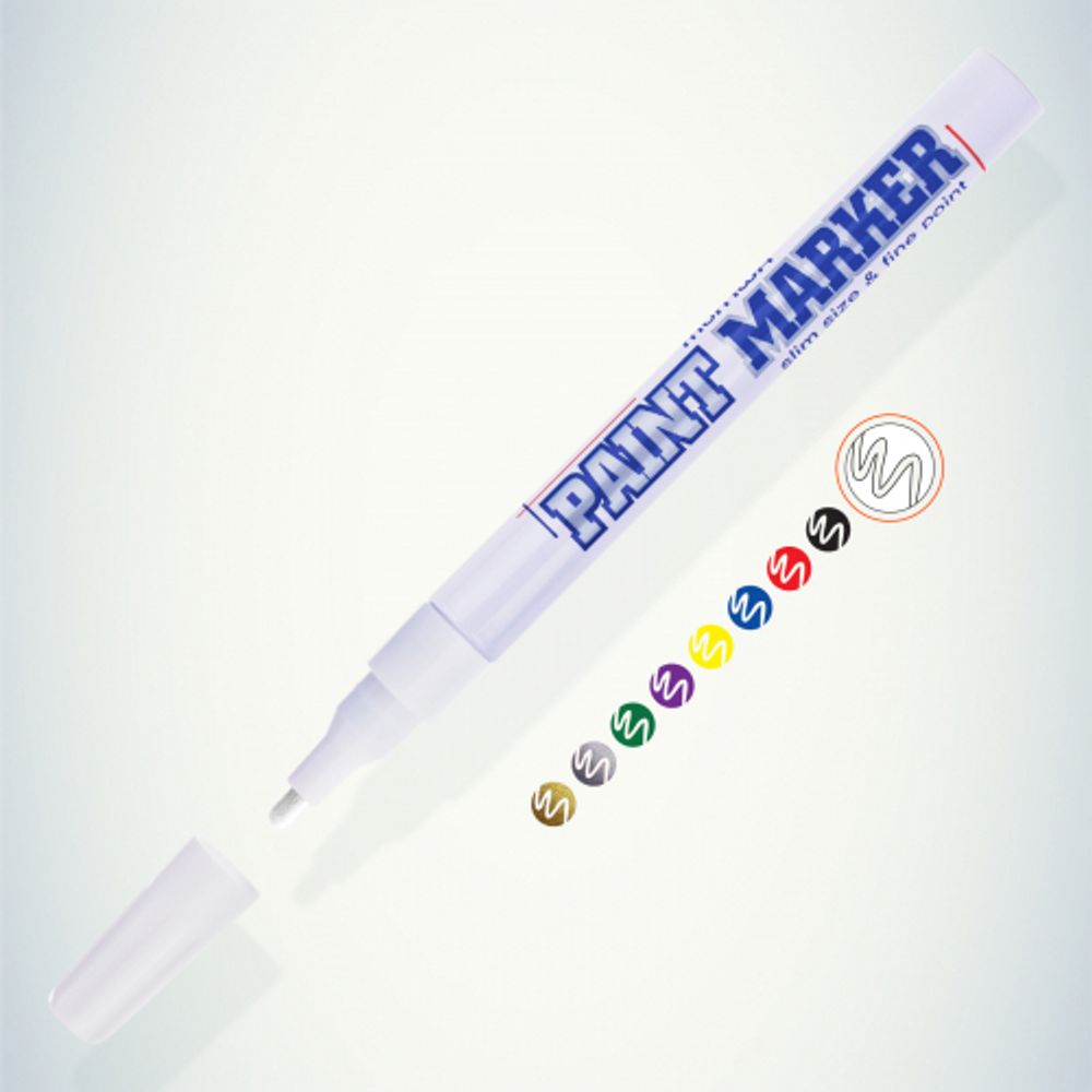 302757 MunHwa Маркер-краска PAINT MARKER SLIM, БЕЛАЯ 2мм (SPM-05) БЛ-1 | MunHwa