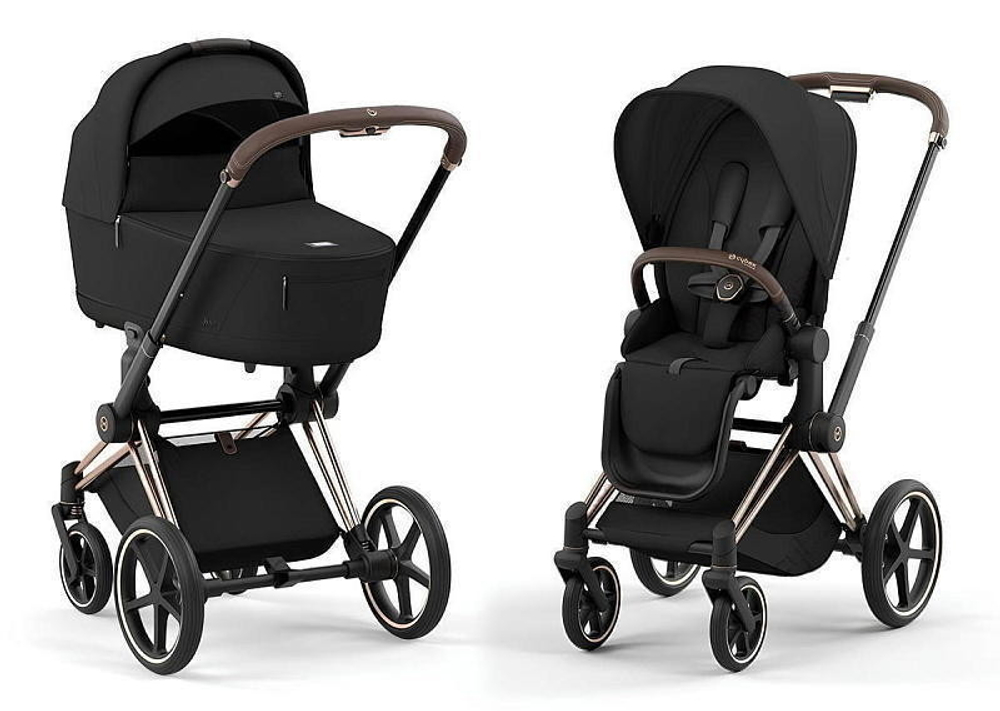 Коляска Cybex Priam IV Rosegold complete Cloud T Sepia Black Plus Base T 3 в 1 Sepia Black