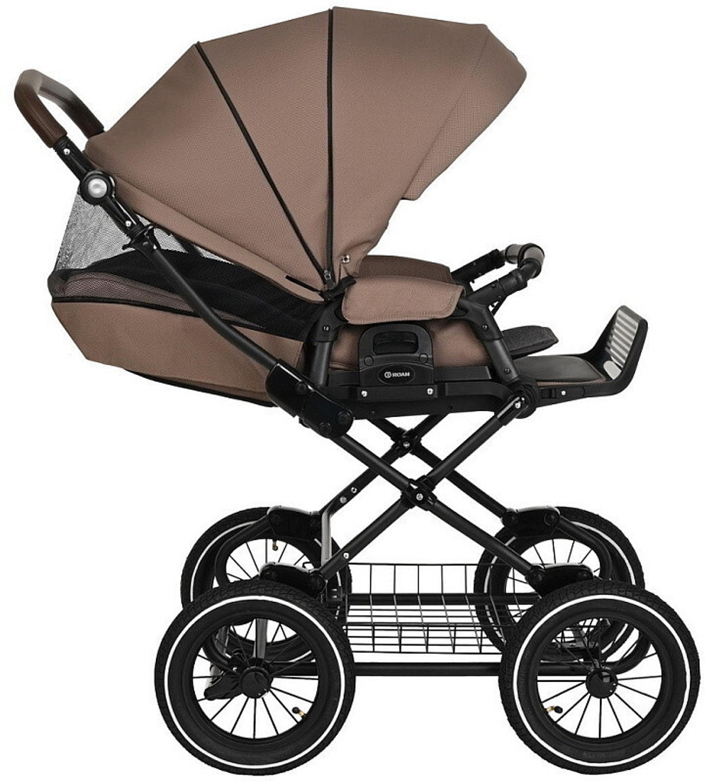 Детская коляска Roan Bass Next Classic d12 3 в 1 с автокреслом Tutis Elo Lux Black RCL265/1 Raisin Mood