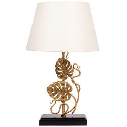 Настольная лампа Monstera Deliciosa (Монстера) Каштан Амбер с абажуром Сити Кремовый