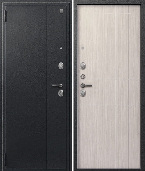 Входная дверь SEZAM A-02 Чёрный сатин - Капучино 3Д