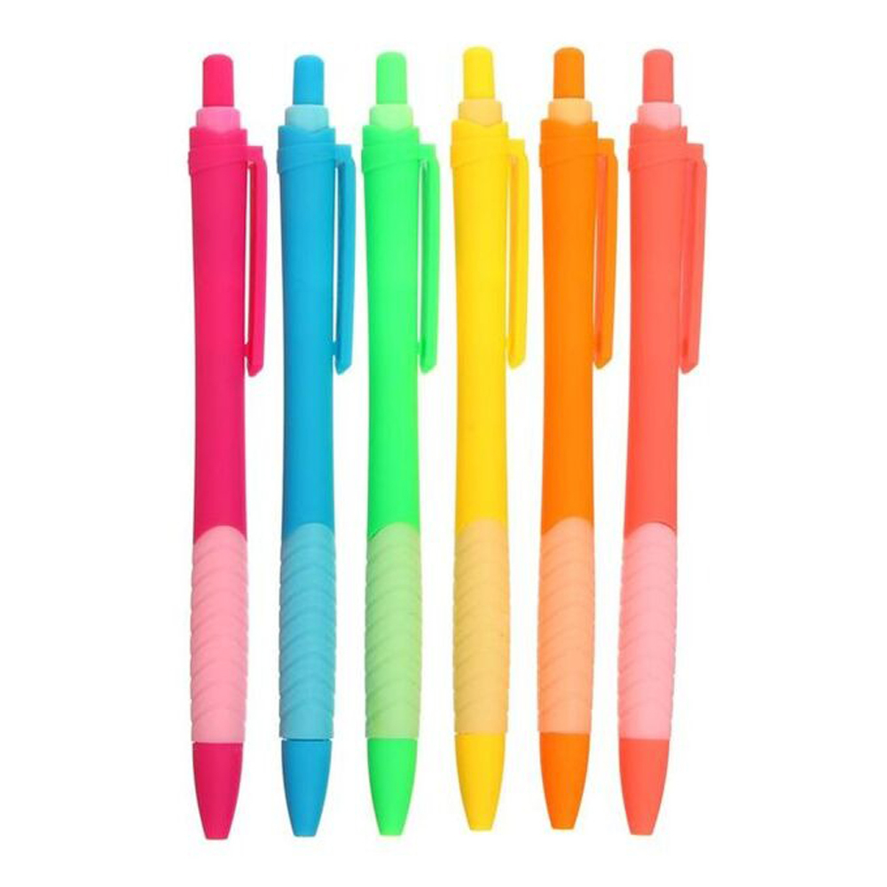 Ручка шариковая, масляная, автоматическая, Vinson, синие чернила, серия "VINSON FASHION", 6 цветов корпуса, 36 шт