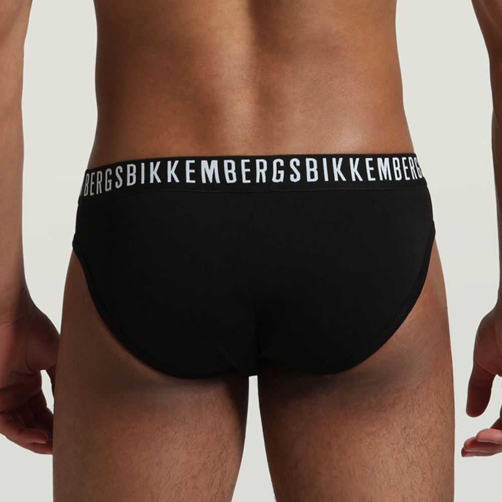 Мужские трусы брифы черные набор 2 в 1 Bikkembergs CLASSIC BKK1USP02BI/2