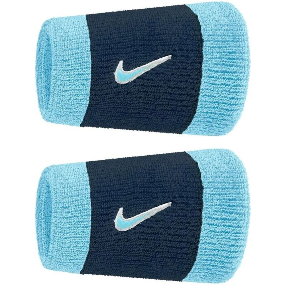 Теннисные напульсники Nike Swoosh Double-Wide 2P - aquarius blue/college navy/pale ivory