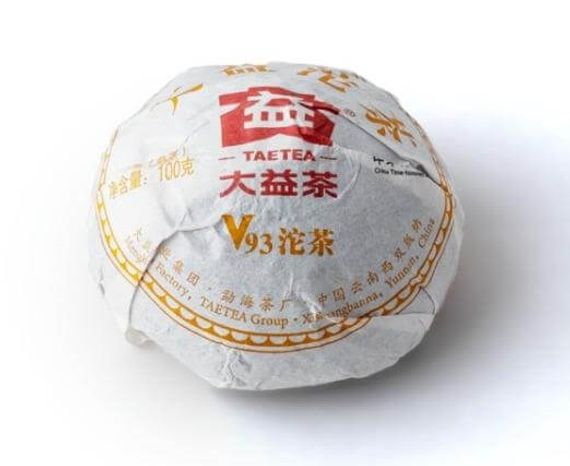 Чай Шу пуэр 2018 г. «V93» марки «Даи» завода «Мэнхай» 100 г.