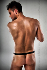 Эффектные серебристые трусики-стринги (Размер: L-XL) (Цвет: серебристый с черным)