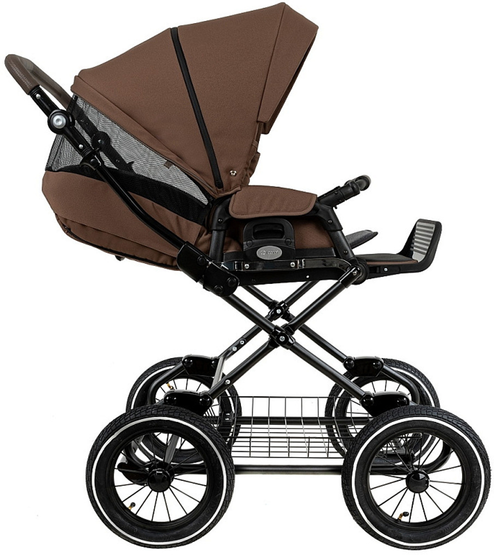 Детская коляска Roan Bass Next Classic d12 2.0 3 в 1 с автокреслом Tutis Elo Black BNC/81/2 Mocha Mousse/Black/руч.Cappuccino