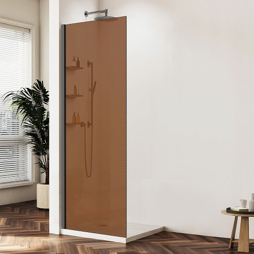 Душевая перегородка Vincea Walk-In VSW-1HWS100GSGM 100 профиль вороненая сталь/стекло янтарь