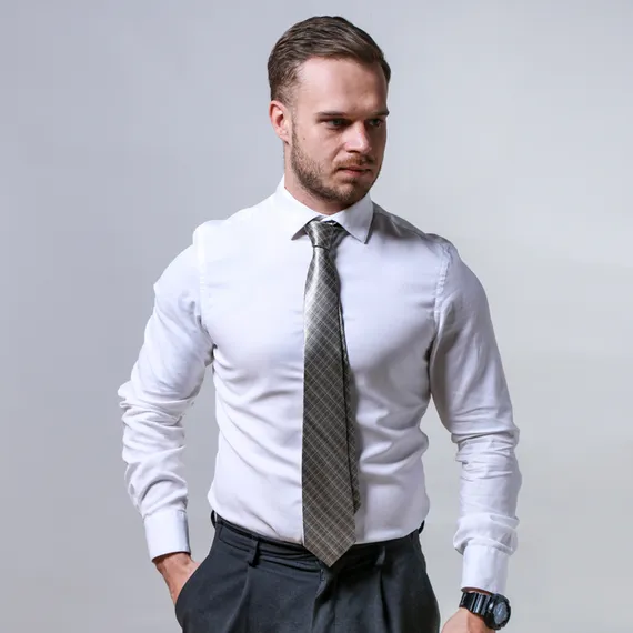 Галстук золотистый в полоску