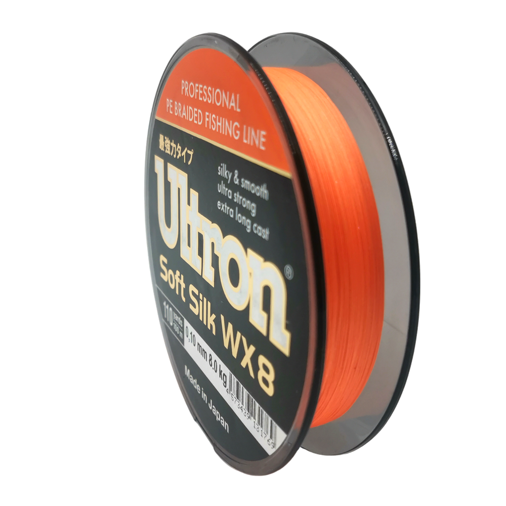 Шнур ULTRON WX 8 Soft Silk 0,10 мм., 8,0 кг, 100 м, оранжевый