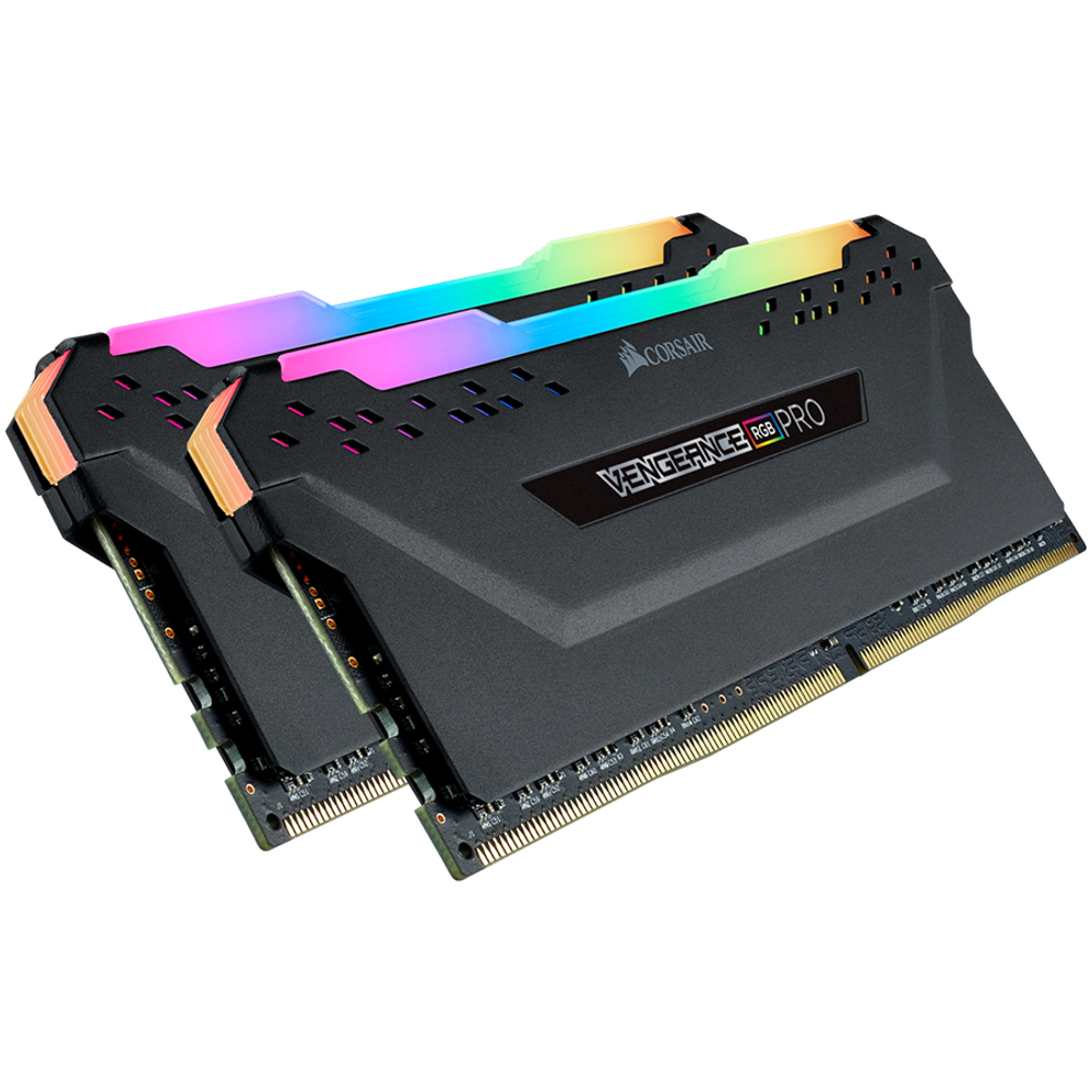 CORSAIR DDR4, 3200MHz 16GB 2x8GB DIMM, 16-18-18-36, XMP 2.0, VENGEANCE RGB PRO Heatspreader, RGB LED, 1.35V