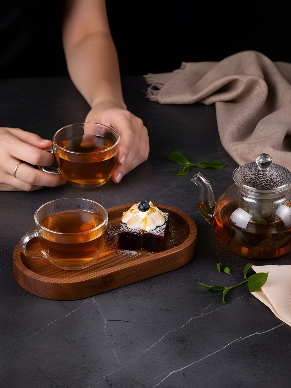 Чайный поднос деревянный овальный