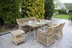 "Катания F" обеденная группа плетеная на 4 персоны, цвет соломенный