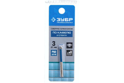 Алмазное трубчатое сверло по керамике и стеклу ЗУБР Профессионал Р60, трехгранный хвостовик, 3 мм, для дрели 29850-03