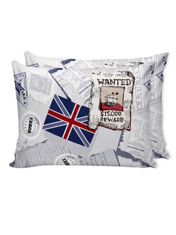 Семейное постельное белье Сказка "WANTED/WANTED (компаньон)", молния, 2 пододеяльника, 2 шт наволочка 50х70 см, простынь на резинке 160х200 см, поплин