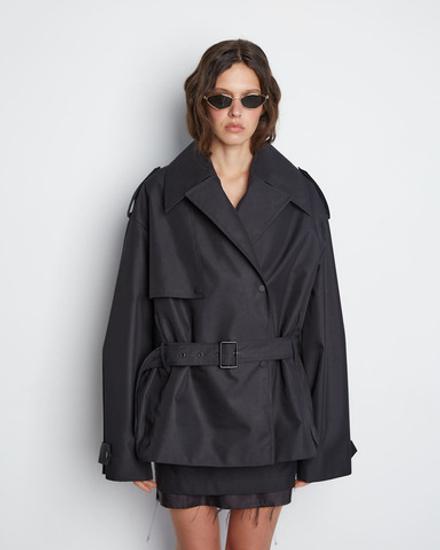 Тренч с утепленным жилетом черный