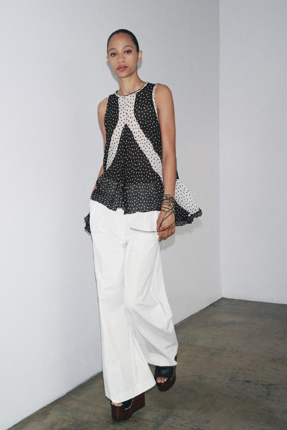 ZARA ТОП В ГОРОХ — ZW COLLECTION, ЧЕРНЫЙ