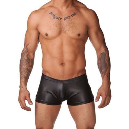 Мужские трусы боксеры черные под кожу N2N Black Leather Euro Cut Boxer