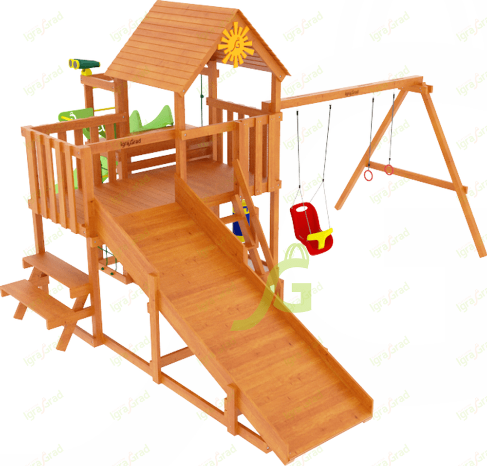 Детская площадка Крафт Pro 3 с зимней и летней горкой (окрашен)