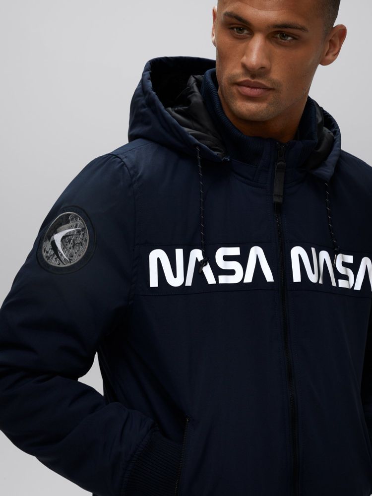 Куртка Alpha Industries MA-1 Hooded NASA II Blue (Синяя)