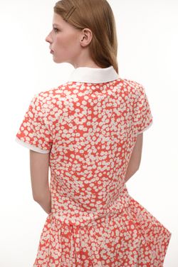 Поло с цветочным принтом (Flower Power), красное