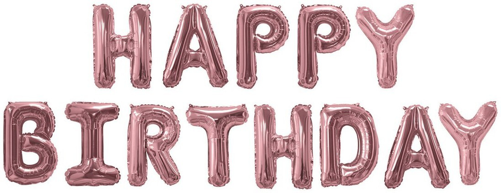 Фольгированный набор шаров-букв мини-надпись "Happy Birthday" розовое золото 41 см