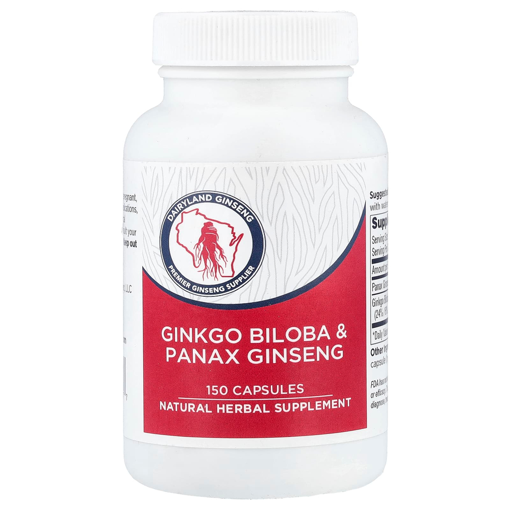 Dairyland Ginseng, гинкго билоба и женьшень обыкновенный, 150 капсул