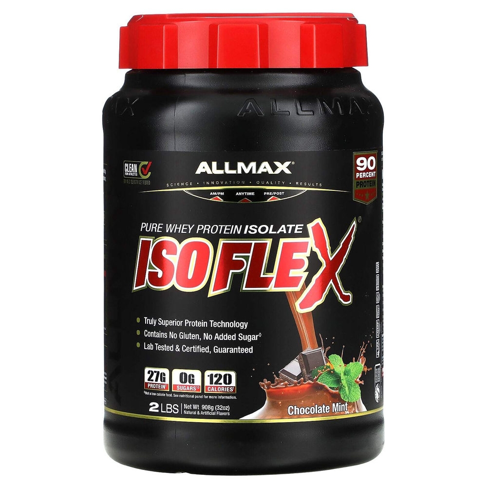 ALLMAX, ISOFLEX®, чистый изолят сывороточного протеина, со вкусом шоколада и мяты, 908 г (2 фунта)