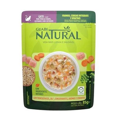Влажный корм Guabi Natural Cat для взрослых кошек с курицей, цельнозерновыми злакими и овощами, Пауч 85 г