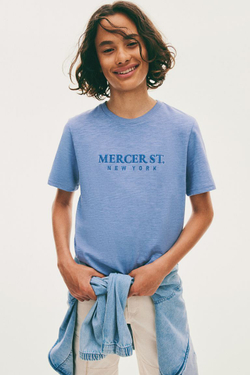 H&M Футболка с принтом и надписью, синий