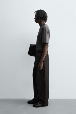 ZARA ФУТБОЛКА RELAXED FIT ИЗ ХЛОПКА, АНТРАЦИТОВО-СЕРЫЙ