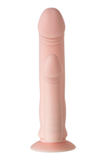 Двойной стимулятор на присоске с анальным вибро-фаллосом Double Penetration Dildo (19.5 см) (Цвет: Телесный)
