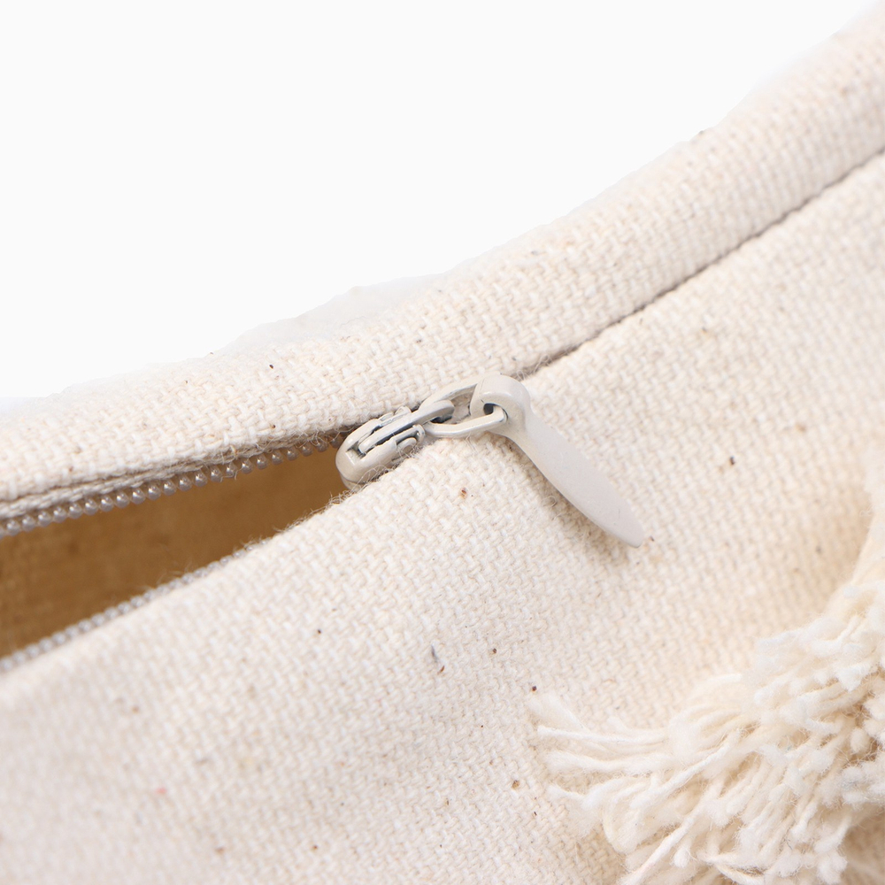 Наволочка декоративная  бохо 45*45 см, молочный, 100% хлопок